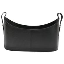 Black Buffalo Leather Scoop Magazine Basket